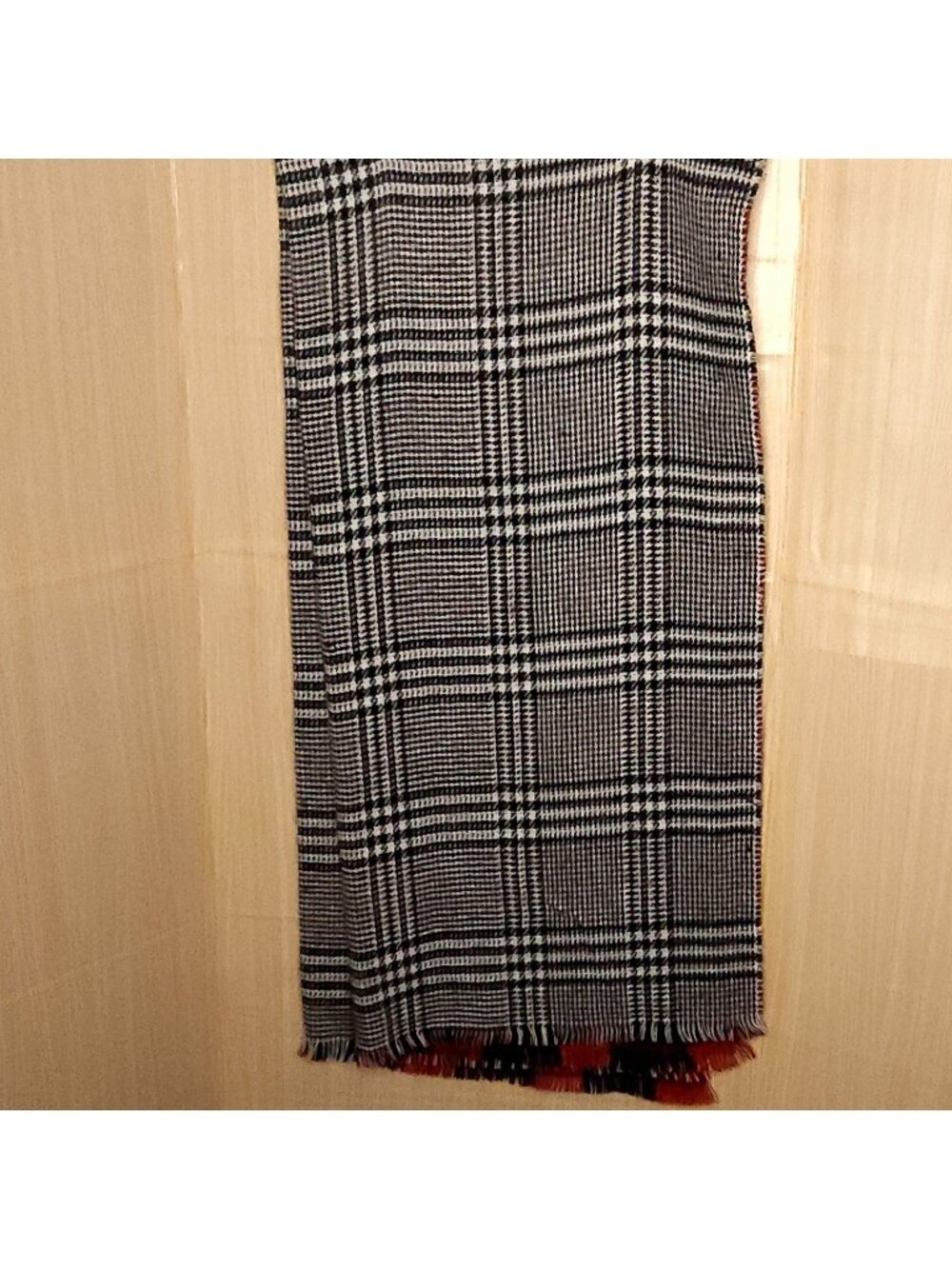 Unbranded Red Black Plaid Reversible Oversized Scarf OS